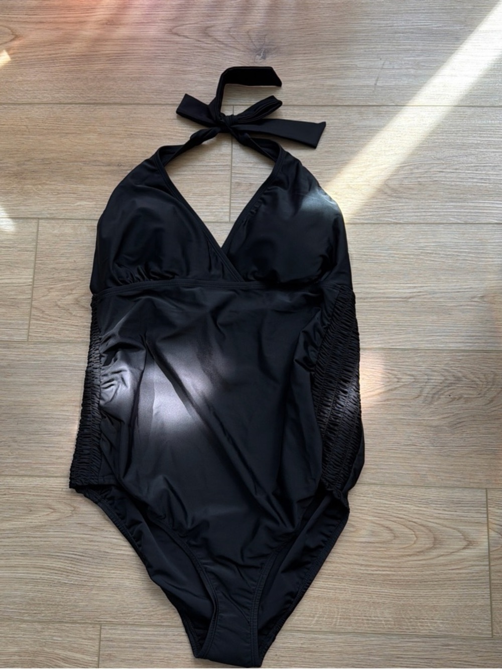 Motherhood maternity Black Halter One-Piece Swimsuit with Tied Neck
